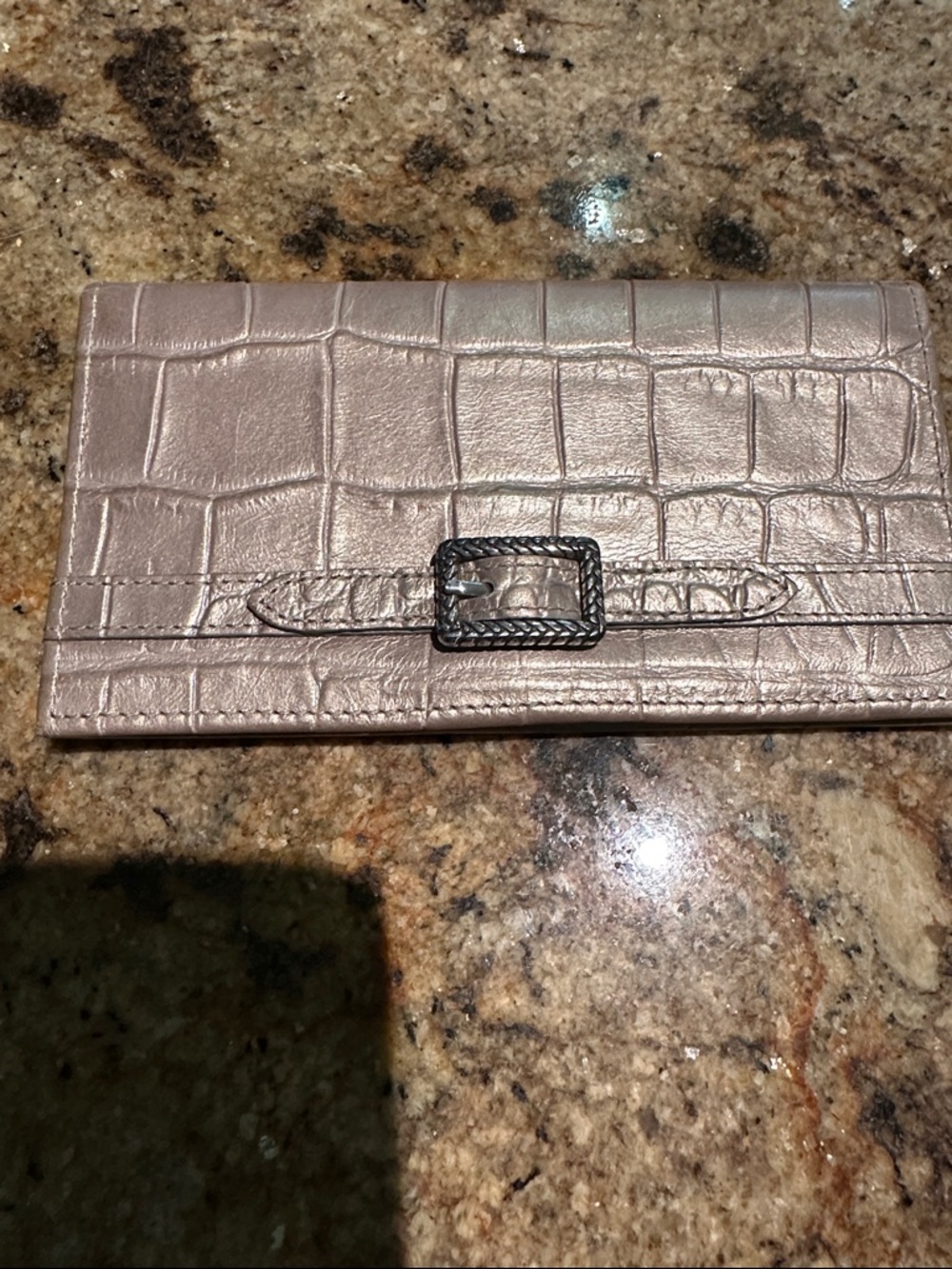 Brighton slim wallet, gold metallic, croc embossed